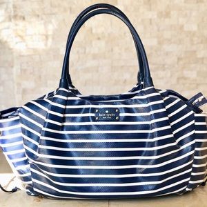 Kate Spade Navy Blue Striped Carry All Bag